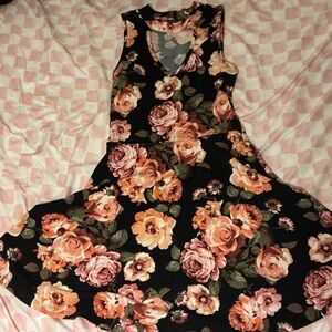 French Atmosphere Floral Mini Dress - Black and Pink